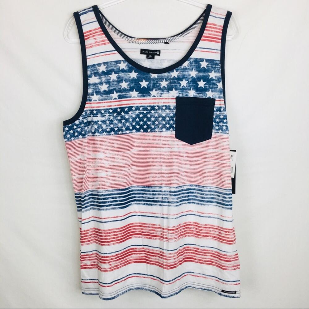 Ocean Current | Patriotic Unisex Chest Pocket Tank NWT